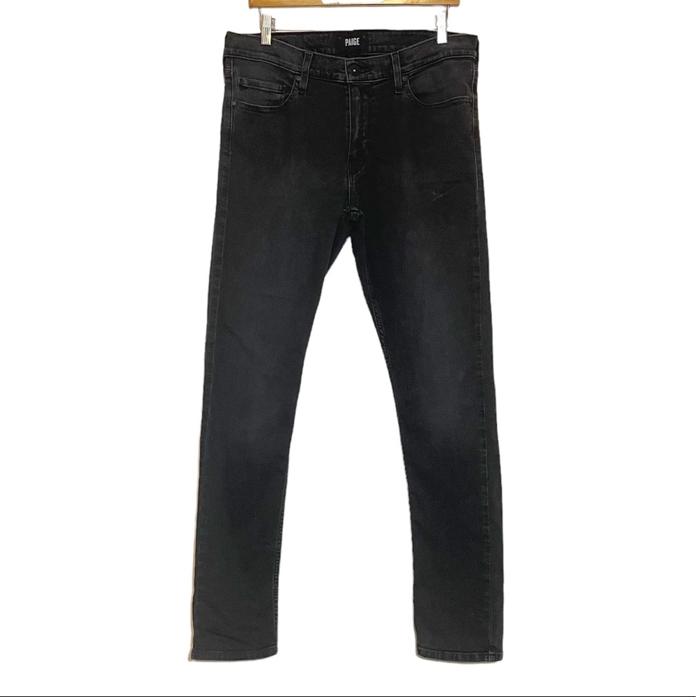 Paige Lennox Black Faded Slim Jeans Sz 33 Stretch Casual Comfort Distressed